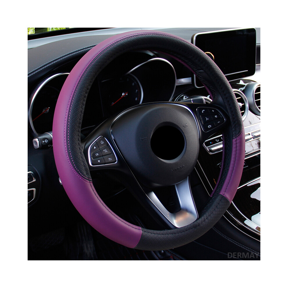 (Purple)2024 New Car Steering Wheel Cover 37-38Cm For Leather Breathable Fabric Braid Car Purple 9319708109887