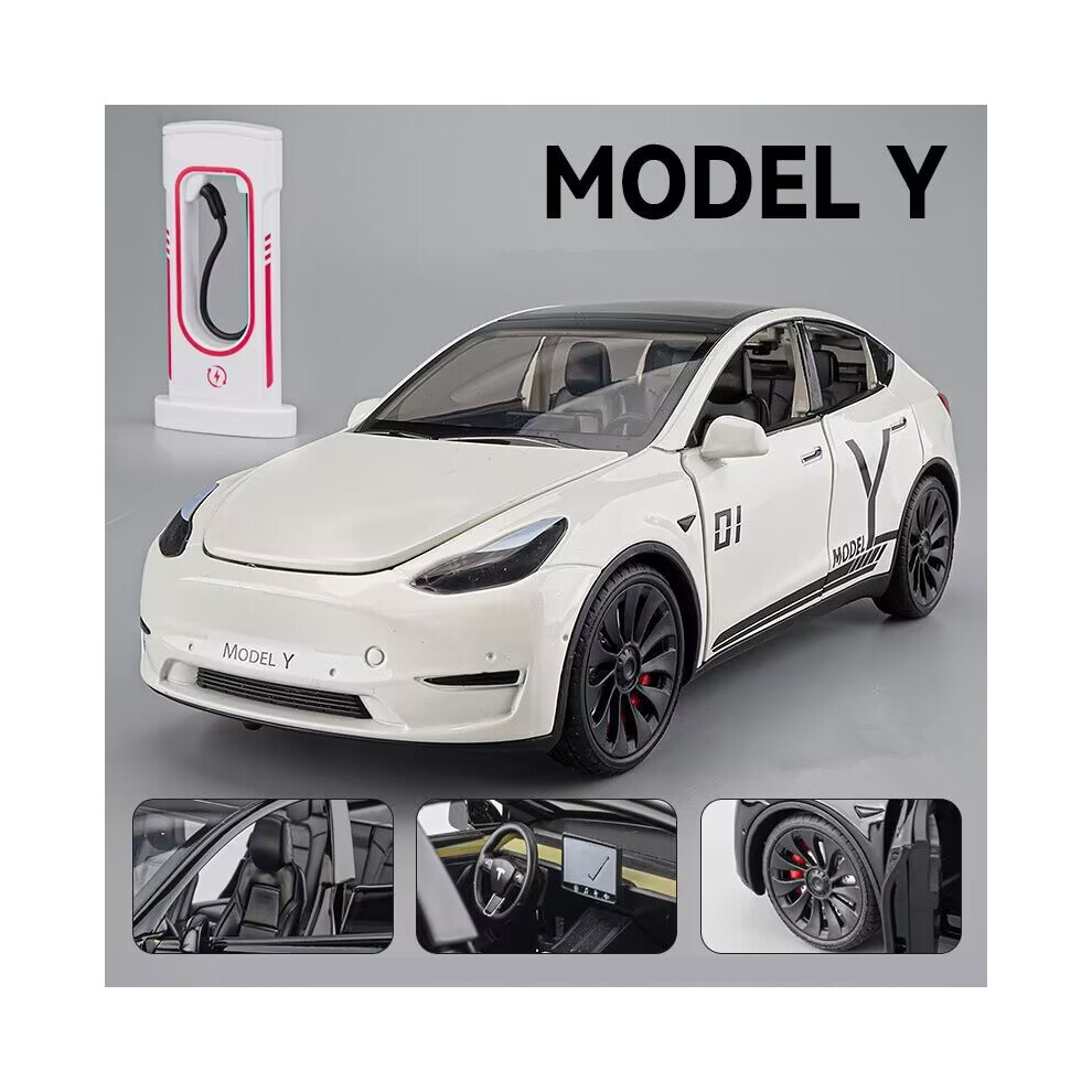 (Model Y white 1)1:24 Model Y SUV alloy car model diecast metal toy vehicles car model simulation collection-image-OPC-PH7XHCC-NEW