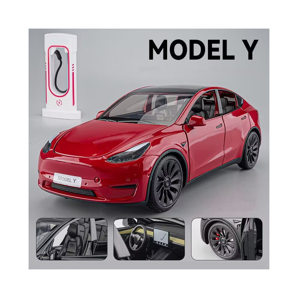 (Model Y red)1:24 Model Y SUV alloy car model metal toy vehicle car model simulation-image-OPC-PH7XHGB-NEW