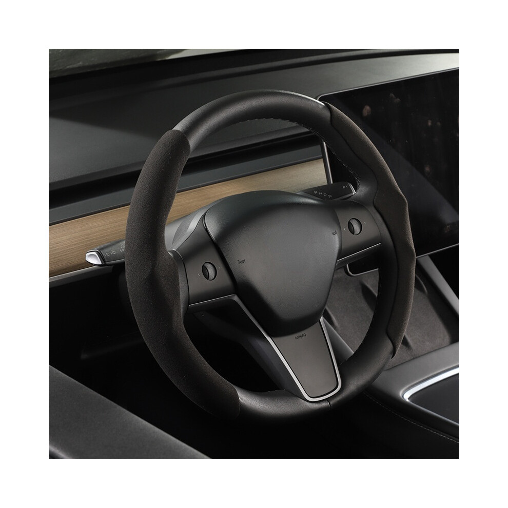 (For Tesla-) For Tesla Steering Wheel Cover For Tesla Model 3 Model Y Model S Black/Red 9319708113136