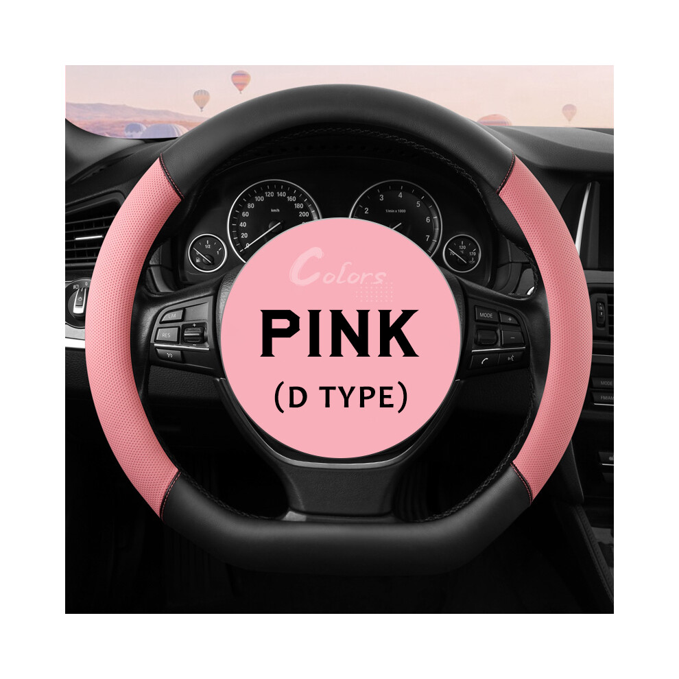 ( D Type) Car Steering Wheel Cover Pu Leather D Shape Auto Steering Wheel Cover Toyota Pink 9319708115376