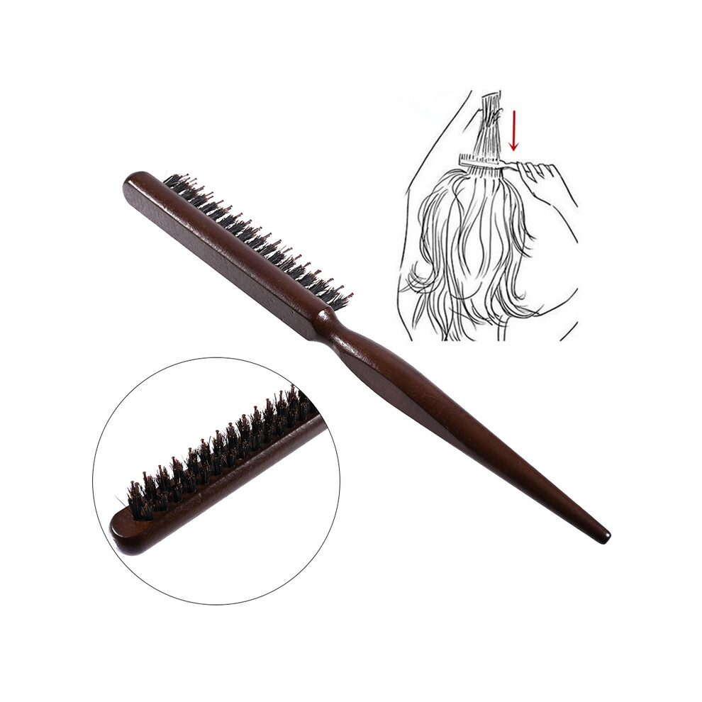 Unisex (1Pc) Professional Salon Teasing Back Hairbrushes Wood Slim Line Comb Hairbrush Extension Hair Styling