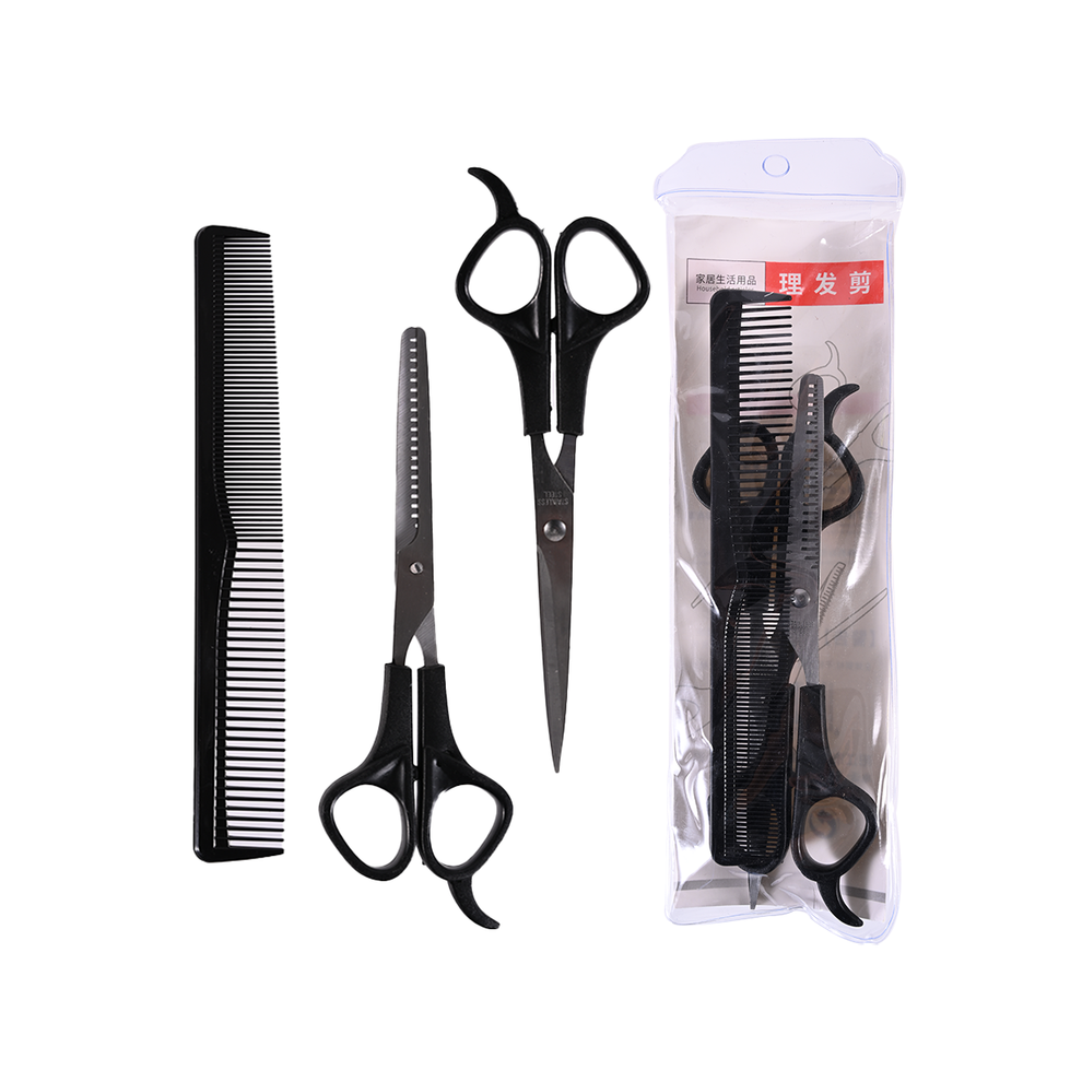 Household hair salon Scissors Thinning scissors Hair cutting Straight tooth Scissor comb 3 pcs Set