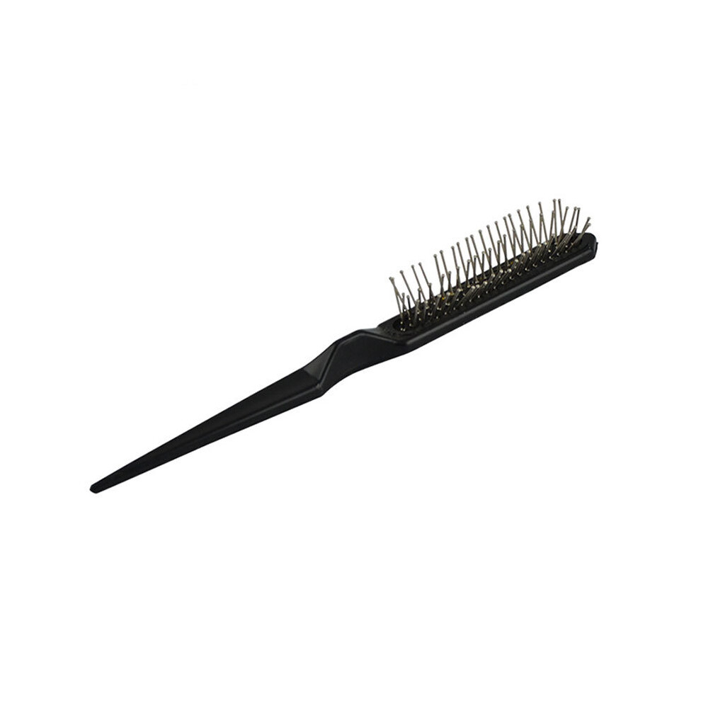 Unisex Black (Black)Professional Hair Comb Pointed Tail Brush Wig Brush Steel Teeth Plastic Barber Supplies