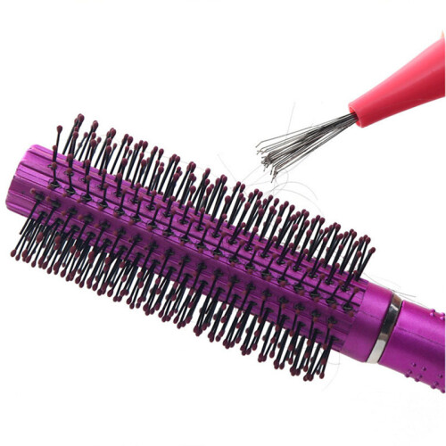 (PINK - 1 pc) New mini hair brush, combs Cleaner embedded tool plastic cleaner, handle 2