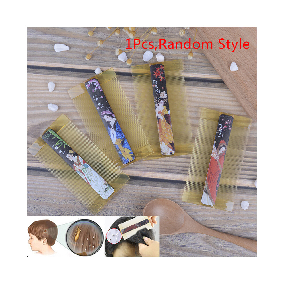 (1pc random) Double-sided lice comb resin Fine-toothed comb anti-dandruff comb Hairdressing comb