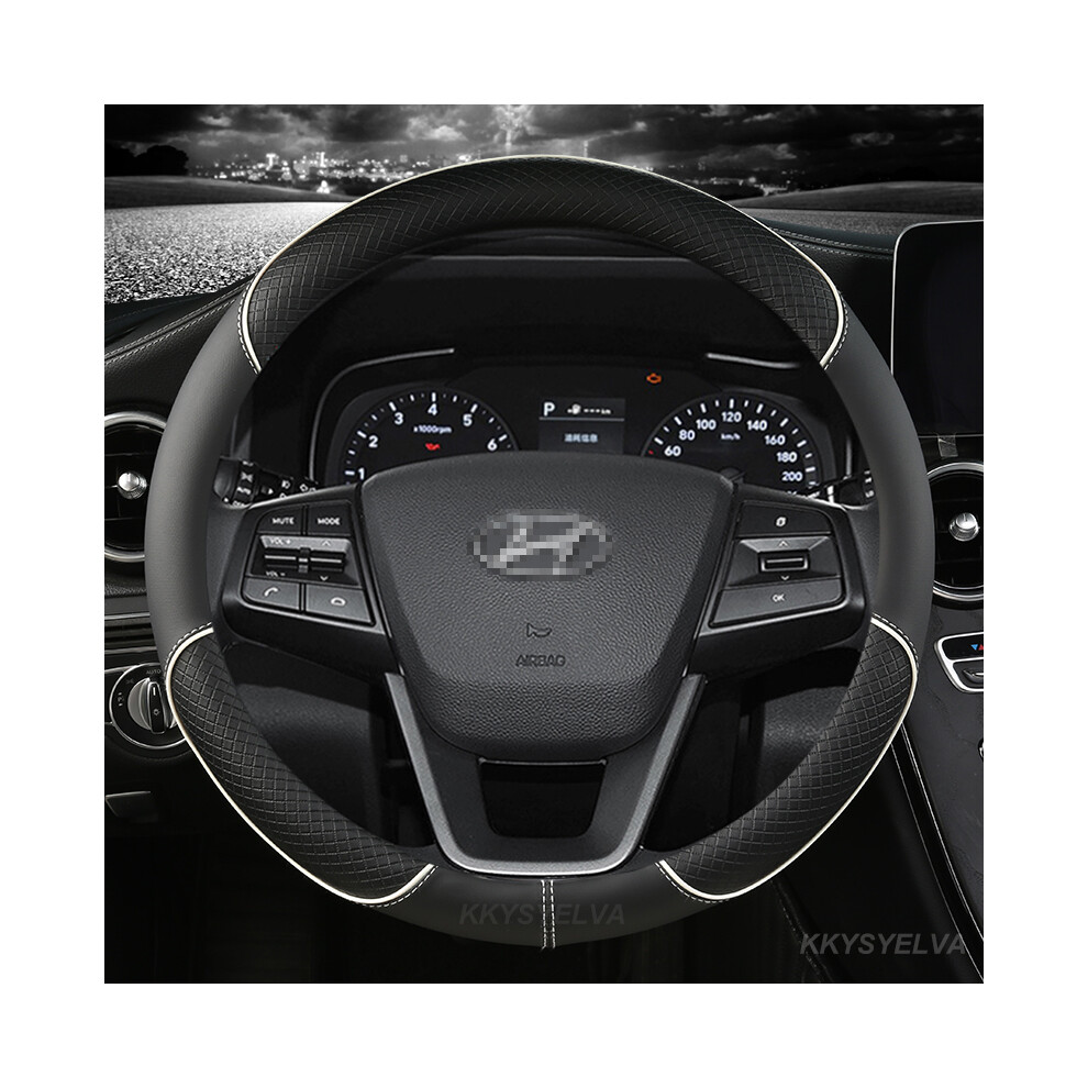 ( O Shpae)Car Steering Wheel Covers 38Cm Hyundai I30 Creta Tucson Ix35 Solaris Elantra White 9319708117523