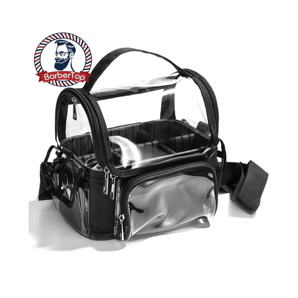 (Black)PVC Women Bags Salon Makeup Tool Backpack Hairdresser Storage Transparent Waterproof Travel Bag