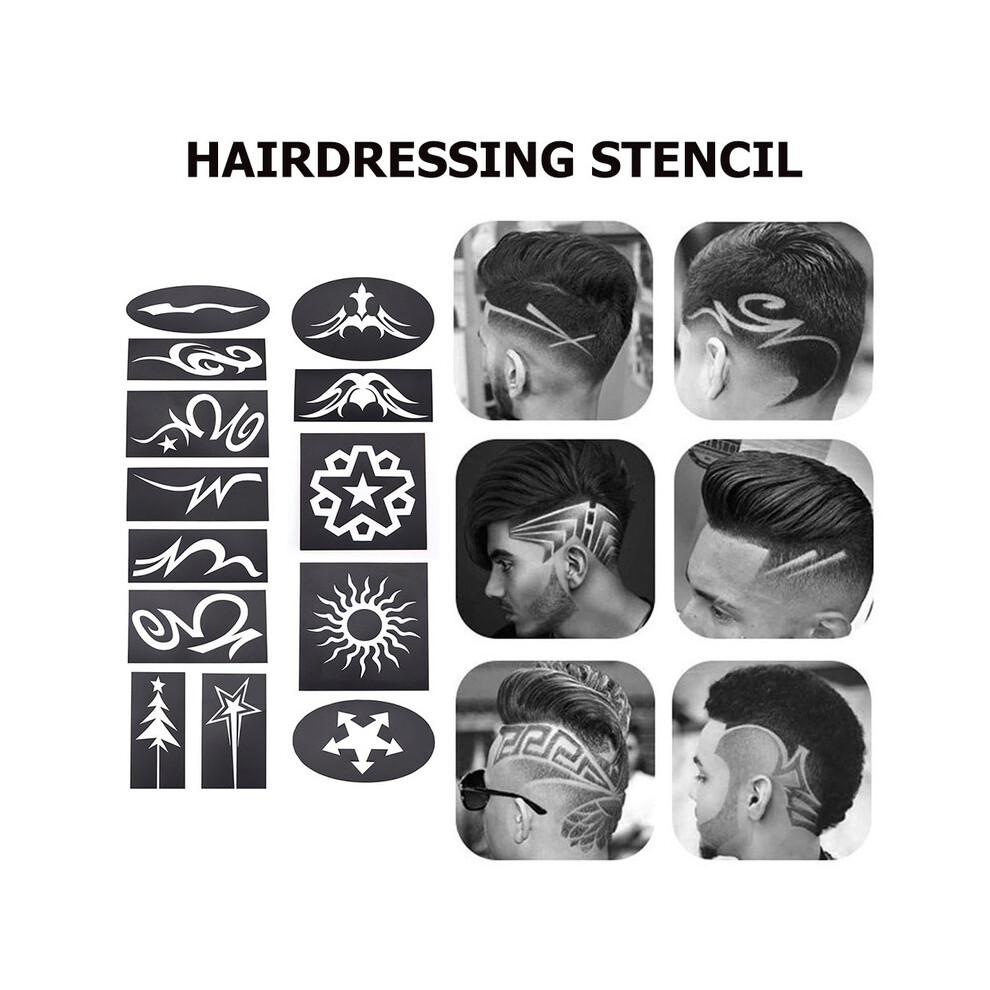 (20 pcs)20 pcs Mix Hair Styling Tattoo Template DIY Hair Clipper Template Stencil Hairdressing Tool