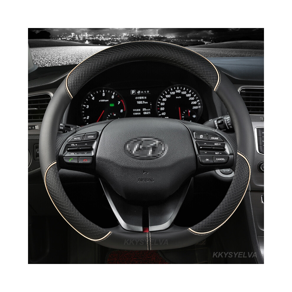 ( D Shpae)Car Steering Wheel Covers 38Cm Hyundai I30 Creta Tucson Ix35 Solaris Elantra Santa Beige 9319708117431