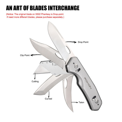 (Silver)S502 Phantasy Folding Knife Survival Pocket Tool with Replaceable Knife Blade