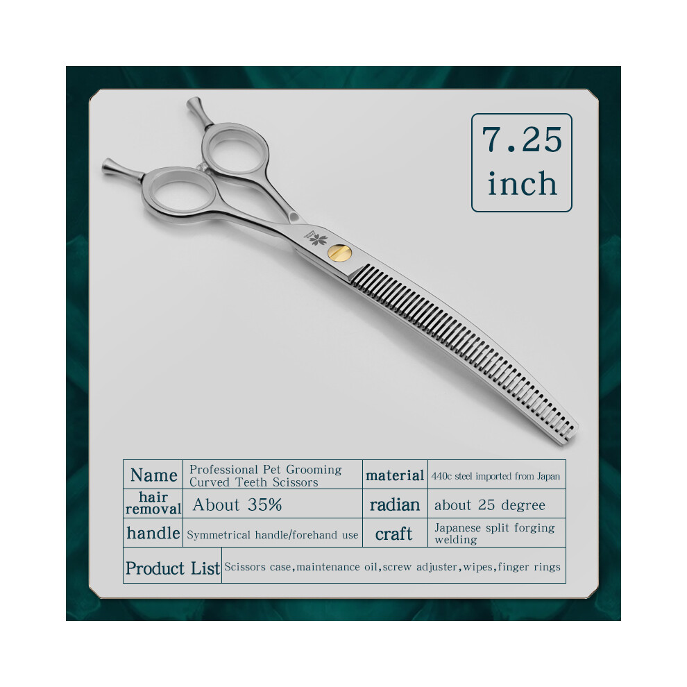 (7.25 inch) Refined Curved Teeth Scissors Pet Grooming Thinning Scissors 7.0 7.25 inch