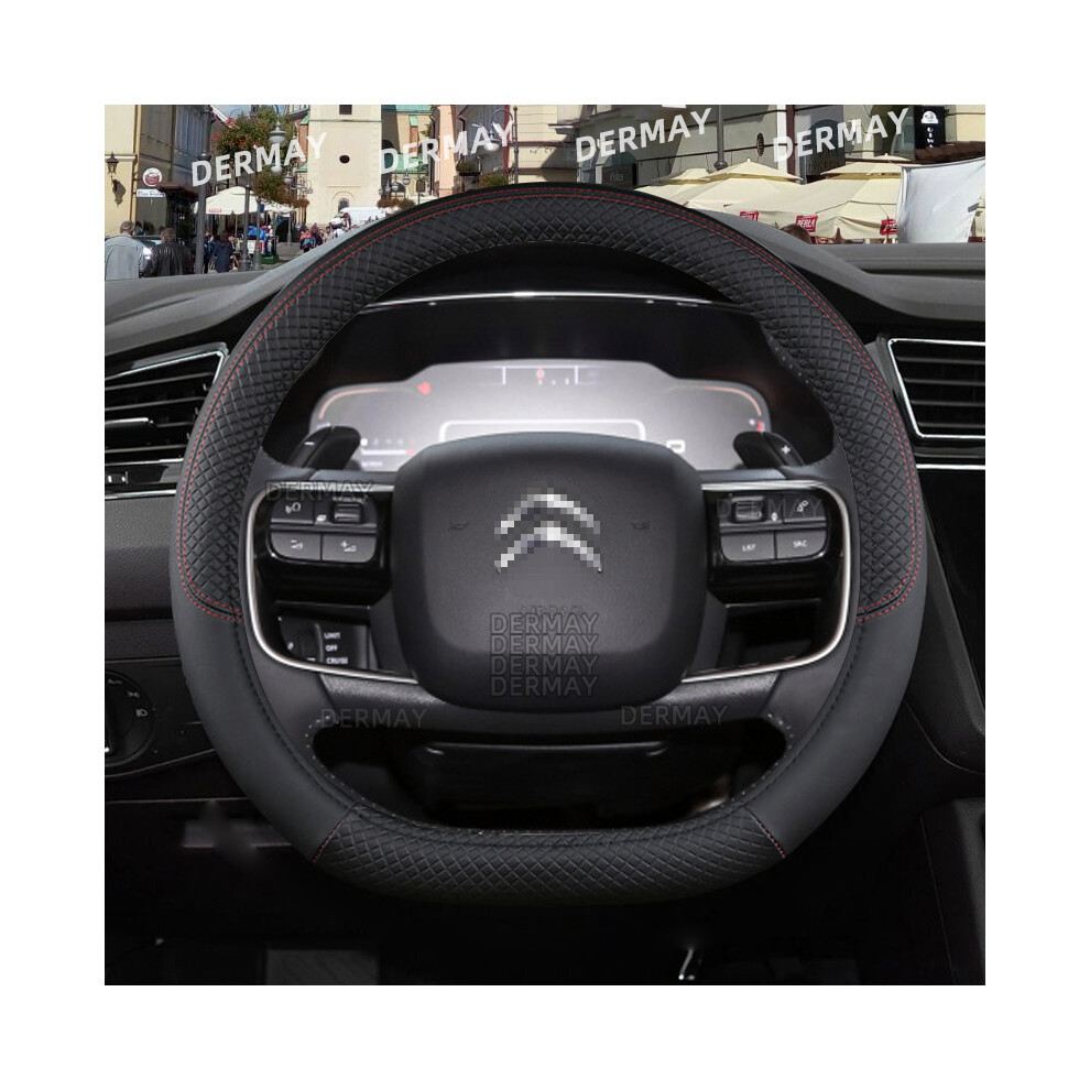 (D Shape )Citroen C1 C2 C3 C4 C5 C4l Berlingo C4 Picasso C5 Aircross Car Steering Wheel Cover Black 9319708118704