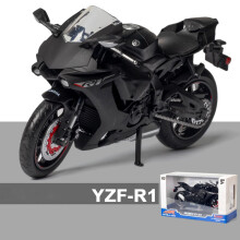 (Nero con scatola) Modello di motocicletta Yamaha YZF-R1 YZFR1 in lega 1/12, collezione di veicoli giocattolo