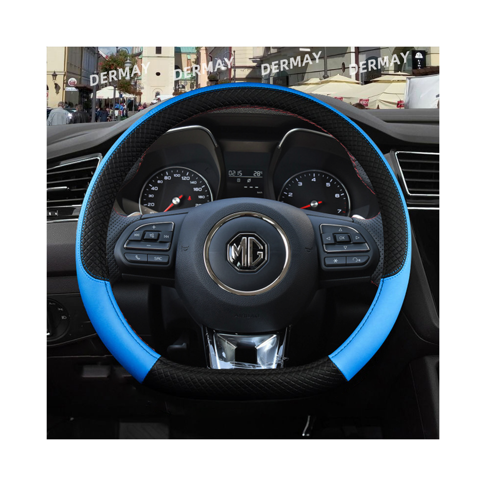 (D Shape )Mg Hs Zs Ev Mg3 3Sw Mg5 Mg6 Mg7 Zr Ehs Ezs Gt 9 Colors Car Steering Wheel Cover Pu Leather Blue 9319708119190