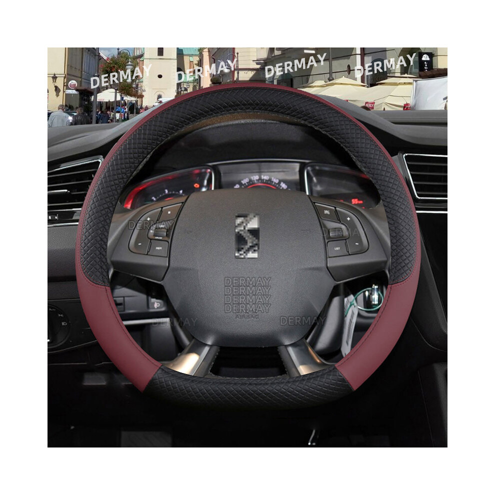 (D Shape ) For Citroen Ds4 Ds5 Ds5 Ds 5Ls Ds6 Ds7 Ds9 Car Steering Wheel Cover Burgundy 9319708119039