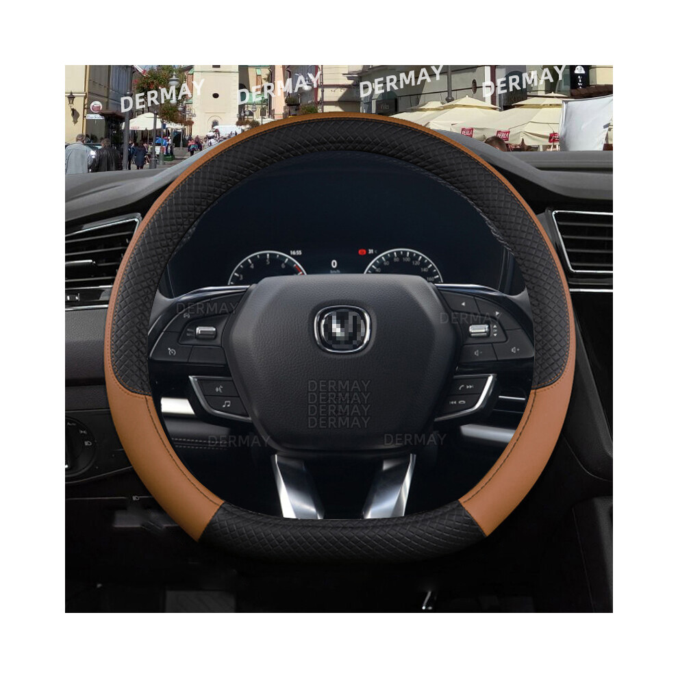 (A- ) For Changan Cs95 Cs85 Cs75 Cs55 Cs35 Cs15 Eado Cx70 Alsvin Car Steering Wheel Cover Microfiber Brown 9319708119855