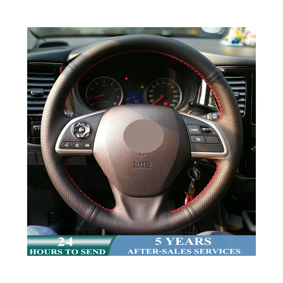 ( Thread)Car Steering Wheel Cover Braid Leather Mitsubishi Outlander Mirage Asx 2012-2019 Eclipse Grey 9319708120486
