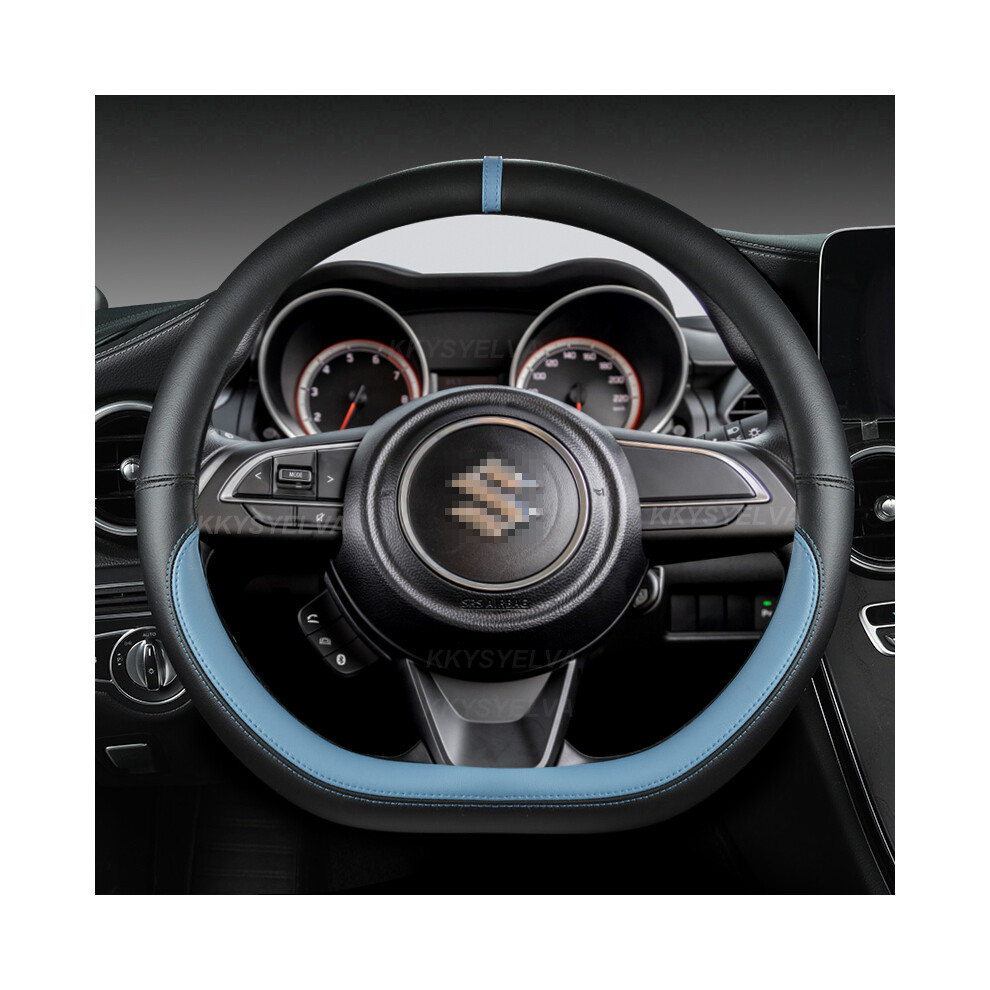 (Blue)Microfiber Cloth D-Shaped 38Cm Car Steering Wheel Cover For Suzuki Swift 2017 2018 2019 2020 Blue 9319708122725