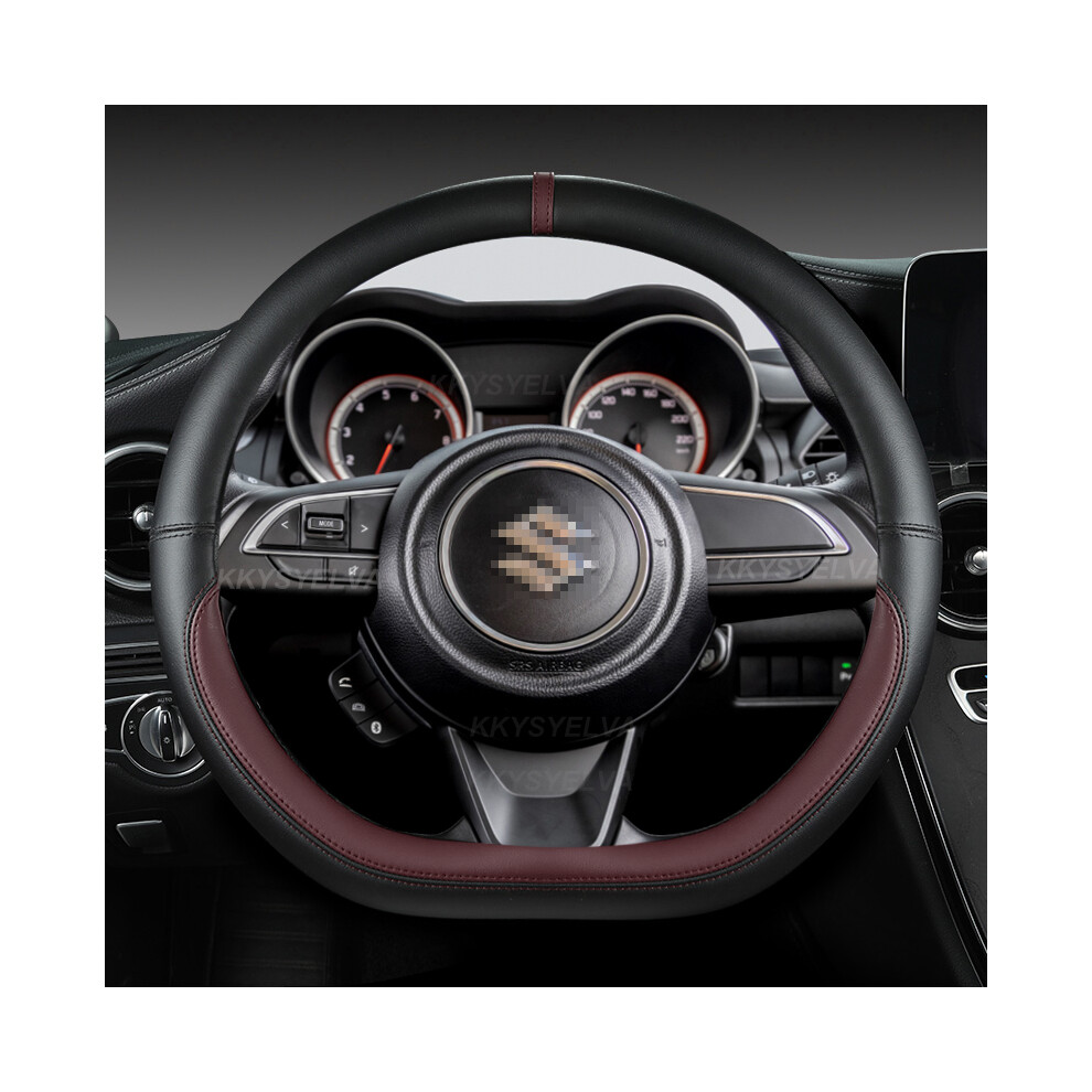 (Wine )Microfiber Cloth D-Shaped 38Cm Car Steering Wheel Cover For Suzuki Swift 2017 2018 Red 9319708122794