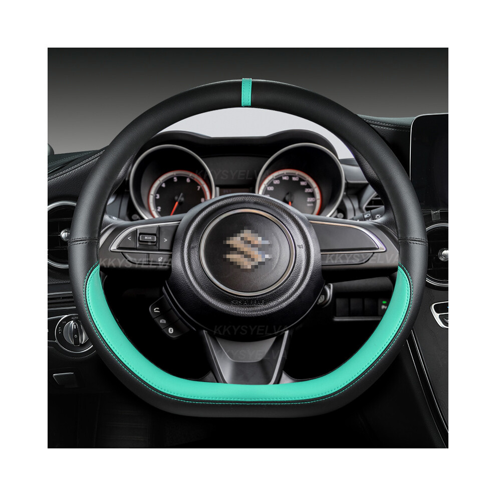 (Green) Microfiber Cloth D Shape 38Cm Car Steering Wheel Cover For Suzuki Swift 2017 2018 2019 2020 Green 9319708122749