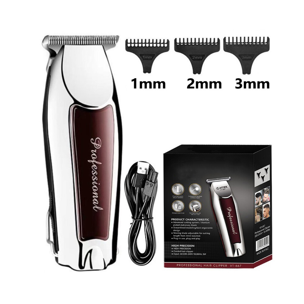 (3 Combs with Box) Rechargeable Cordless Hair Clipper for Men Professional Electric Hair Clipper