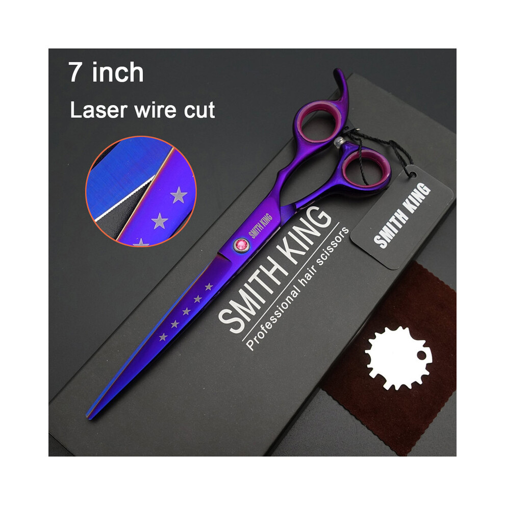 (7 Inch Purple)6 Inch / 7 Inch Professional Hairdressing Scissors / Scissors, Laser Wire Cutting Scissors
