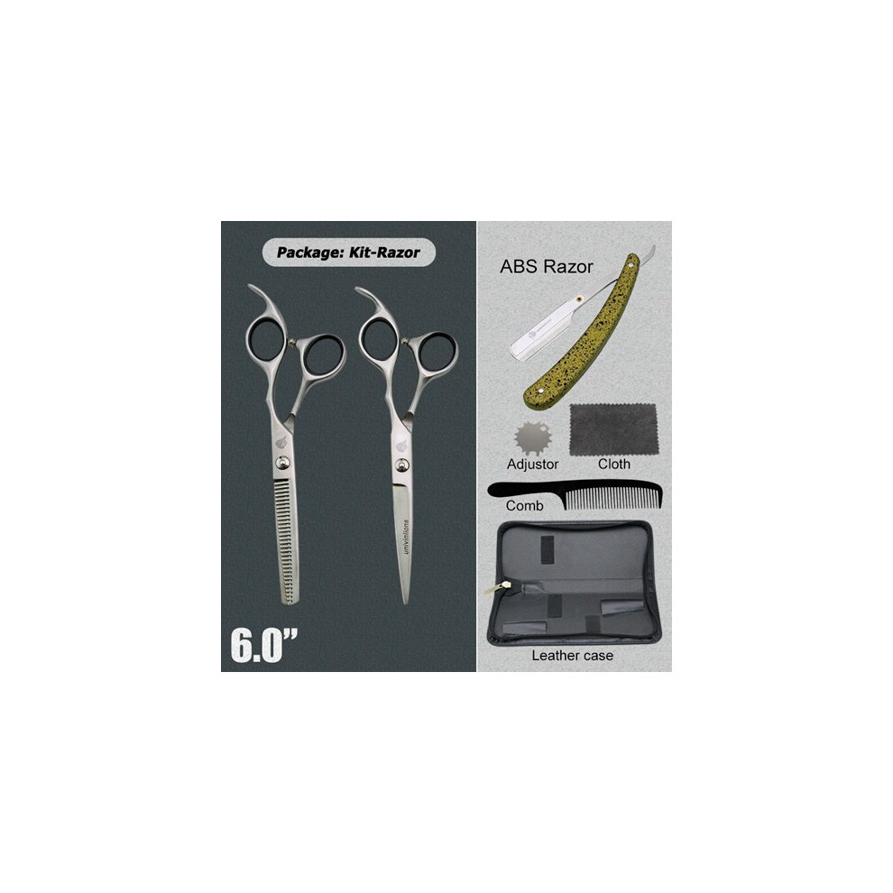 (6003JC Shaver) 6.0" Japanese Laser Wire Hairdressing Scissors Hairdresser Micro Serrated Barber