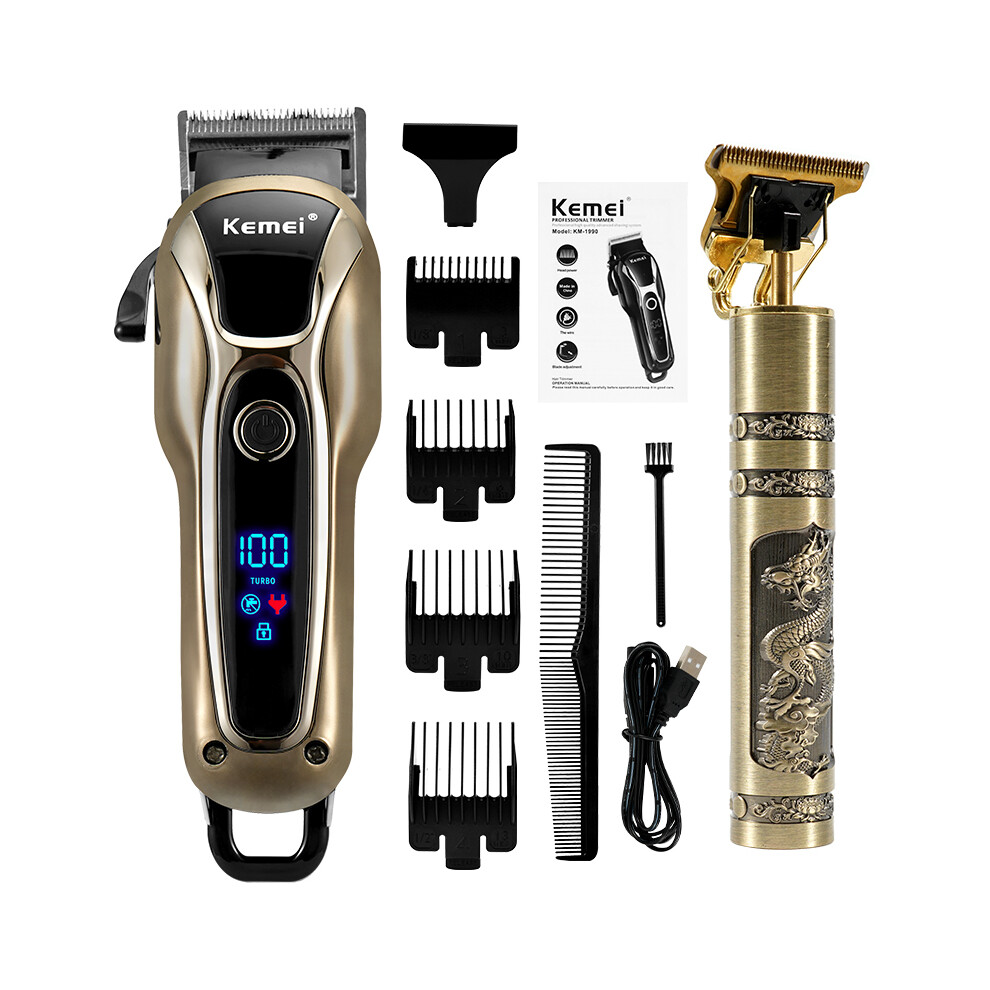 Gold (Package F)Professional Hair Clipper Clipper For Men Rechargeable Barber Cordless Hair Clipper
