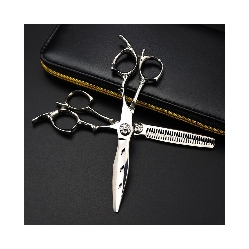 (set with bag) Customize logo Japan 440c 6'' Upscale scissors Hollow hair scissors cutting barber hair