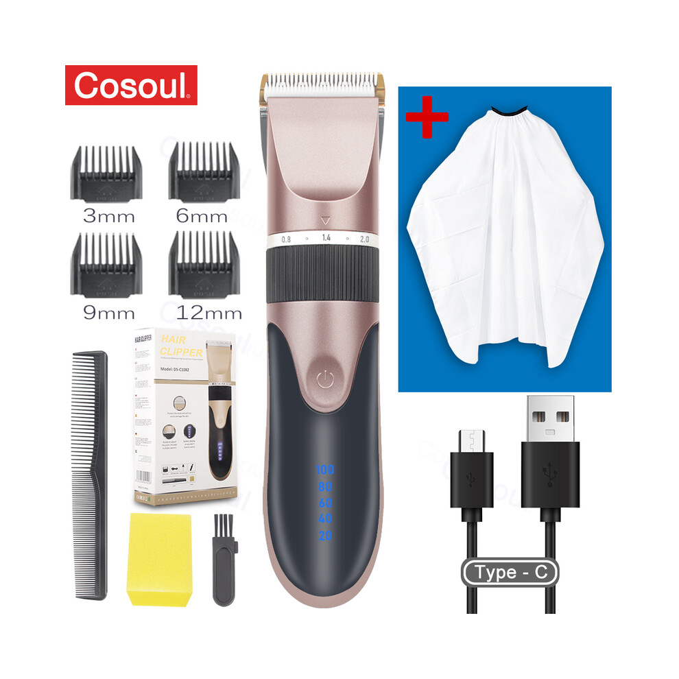 (Pink Extra Cloth)Professional Hair Clipper Electric Barber Hair Clippers For Men Adults