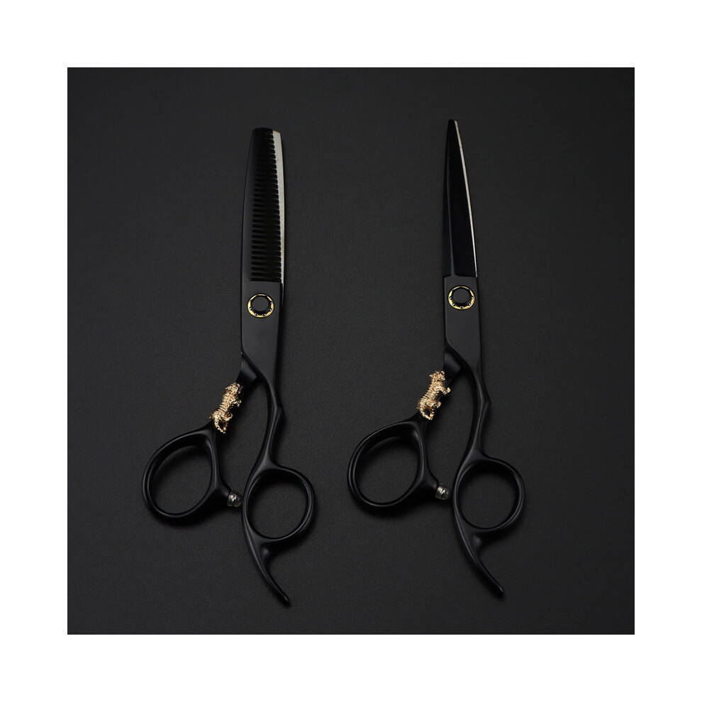 (set) professional JP 440c steel 6'' Bearing tiger hair scissors haircut thinning barber