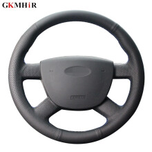 (Blue Thread)Artificia Leather Hand Stitched Black Car Steering Wheel Cover Ford Kuga 2008-2011 Focus