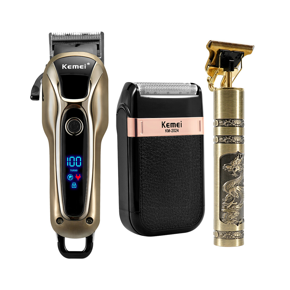 (Package D)Professional barber hair clipper rechargeable electric finishing clipper beard trimmer