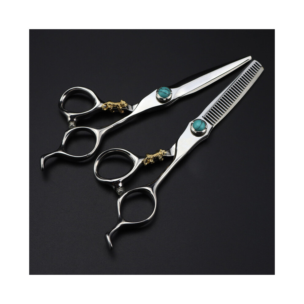 (set) Professional jp 440c steel 6'' green pearl hair scissors cutting barber tools tiger haircut