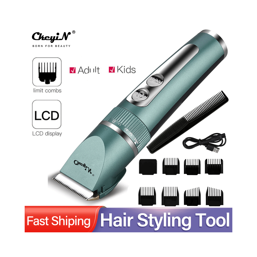 (A)Professional hair clipper men's barber rechargeable beard trimmer ceramic blade hair clipper