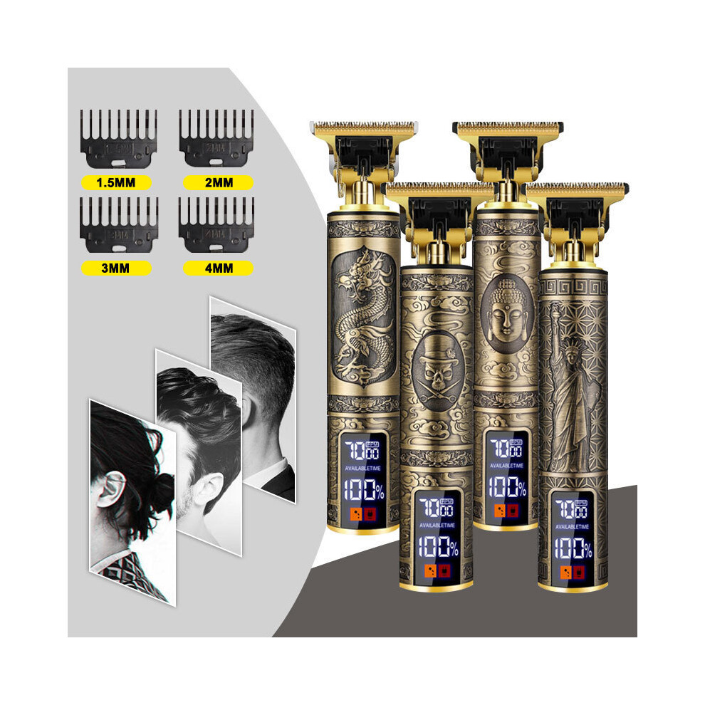(USB Dragon)T9 LED Electric Cordless Hair Clipper Rechargeable Vintage Professional Hair Clipper
