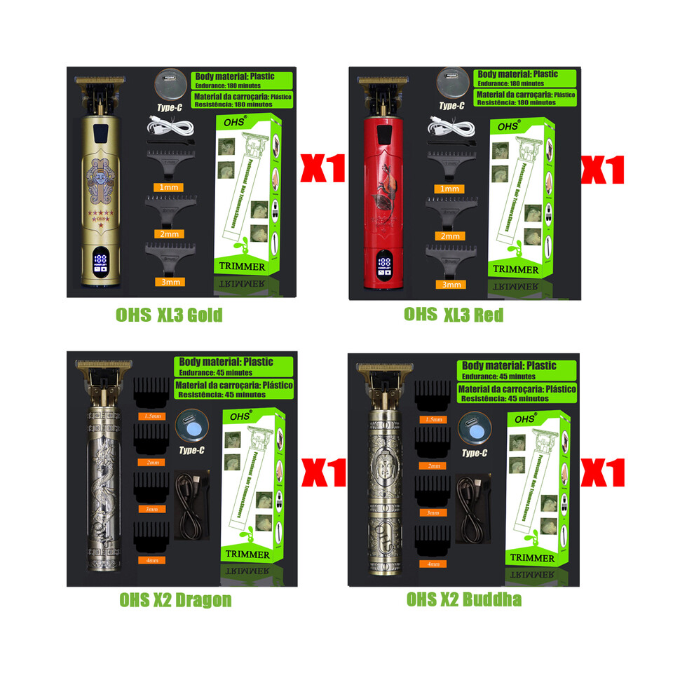 (OHS X2 XL3)4pcs/lot Vintage T9 Cordless Hair Clipper Electric Shaver for Men's Beard Trimmer