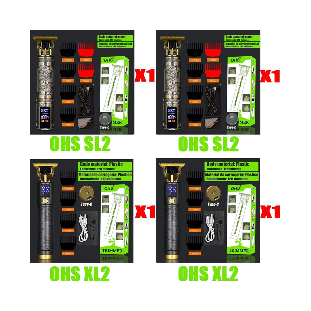 (OHS SL2XL2)4pcs/lot Vintage T9 Cordless Hair Clipper Electric Shaver for Men's Beard Trimmer