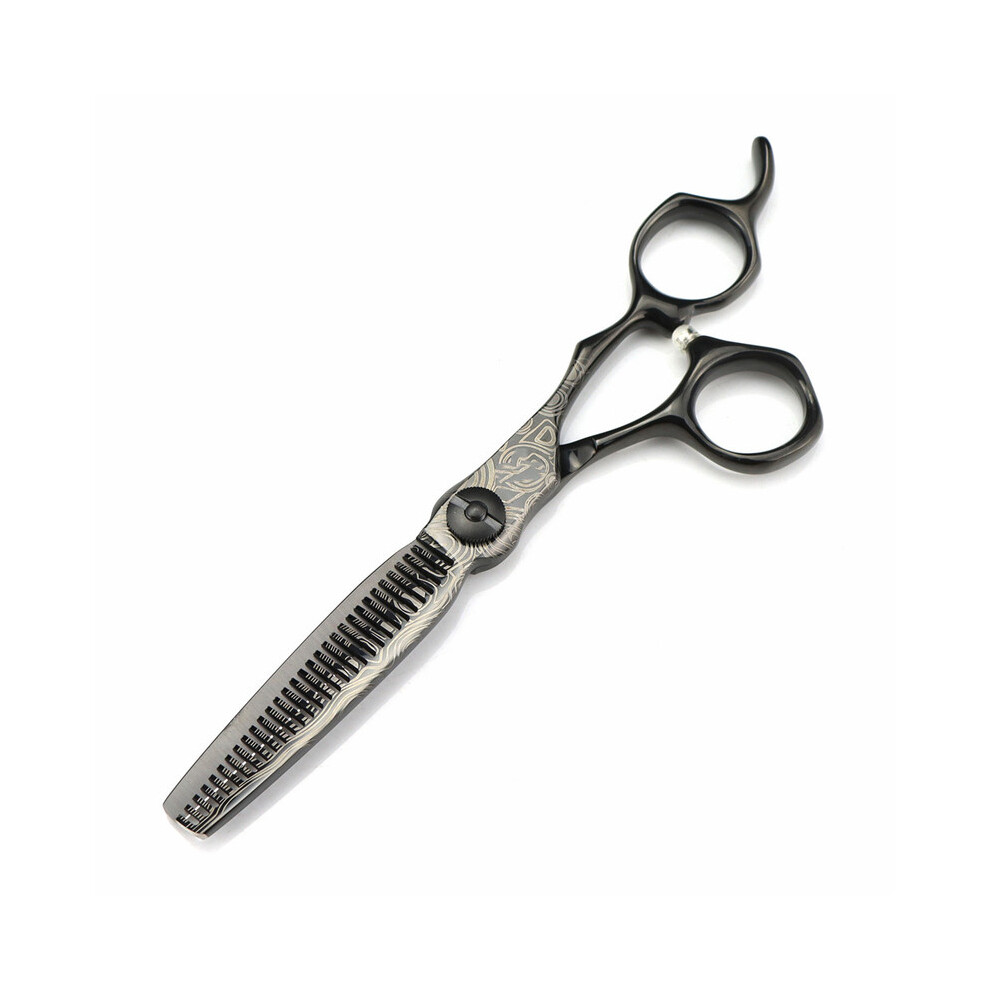 Black (Thinning Scissors) Professional 6 Inch Upscale Damascus Hair Scissors Cutting Barber Tools Hair