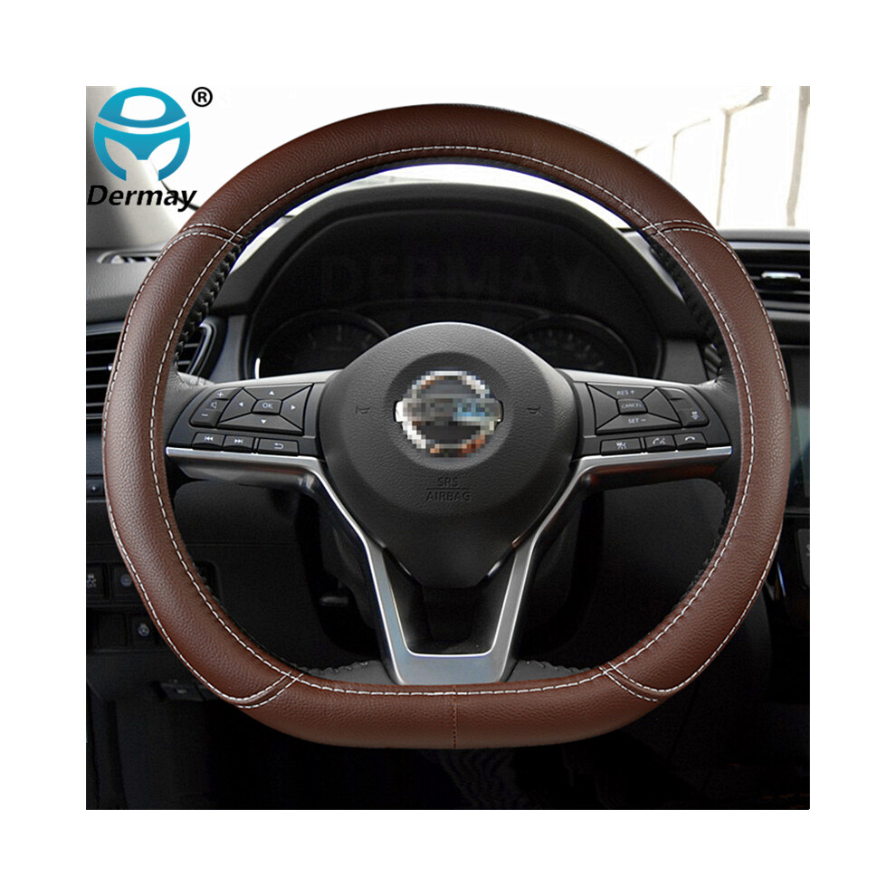 (Coffee) D Shape Car Steering Wheel Cover Pu Leather For Nissan Rogue Sport Hybrid 2017 - 2019 9319708127386