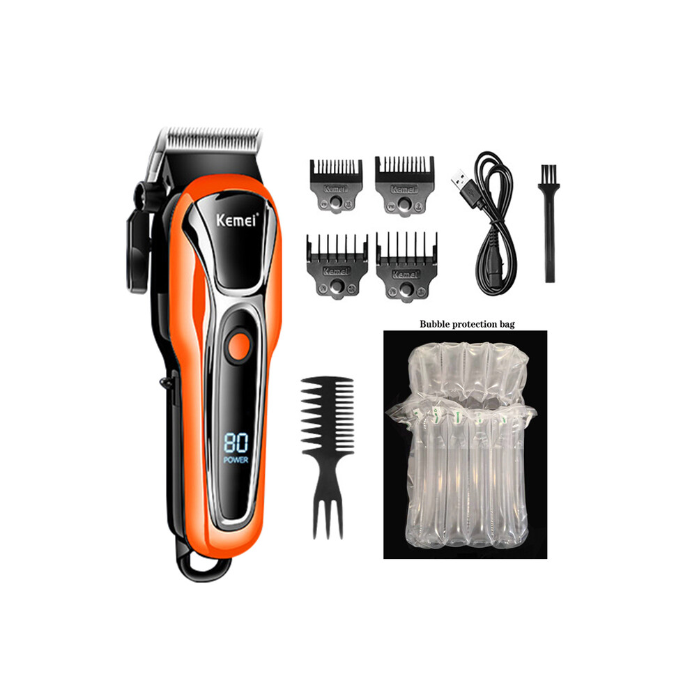 (Orange No Box)KM Rechargeable Hair Clipper For Men Shaver Professional Hair Clipper