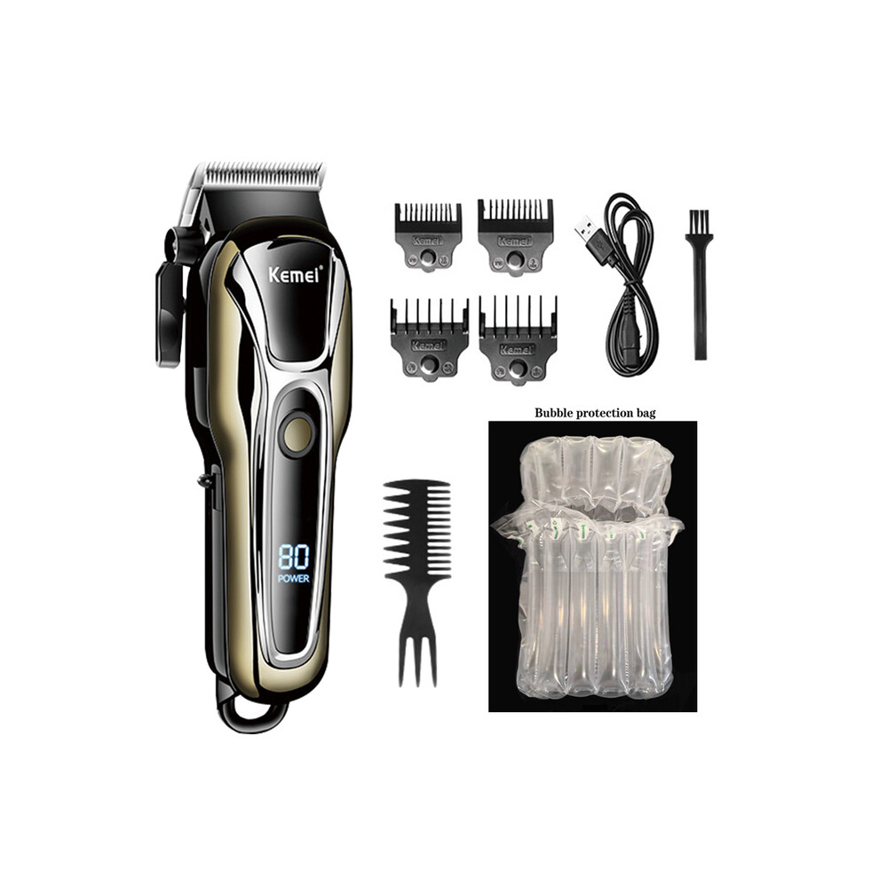 (Golden No Box)KM Rechargeable Hair Clipper For Men Shaver Professional Hair Clipper