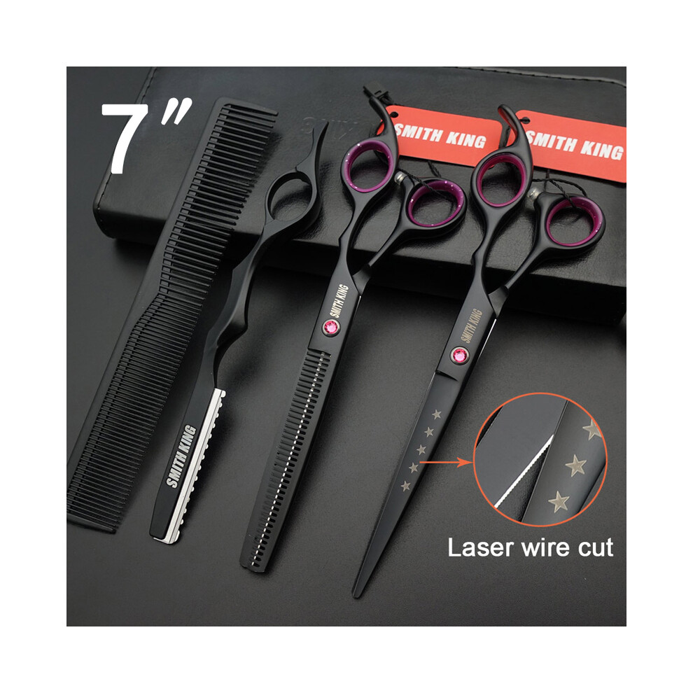 (shaver set)Professional hairdressing scissors, 5.5" & 6" & 7" laser wire Cutting scissors+Slitting