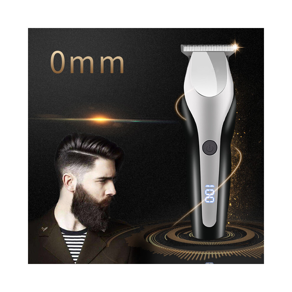 (Black) 100-240V Professional Hair Clipper LCD Display Balding Clipper 0mm Electric Barber Hair Clipper