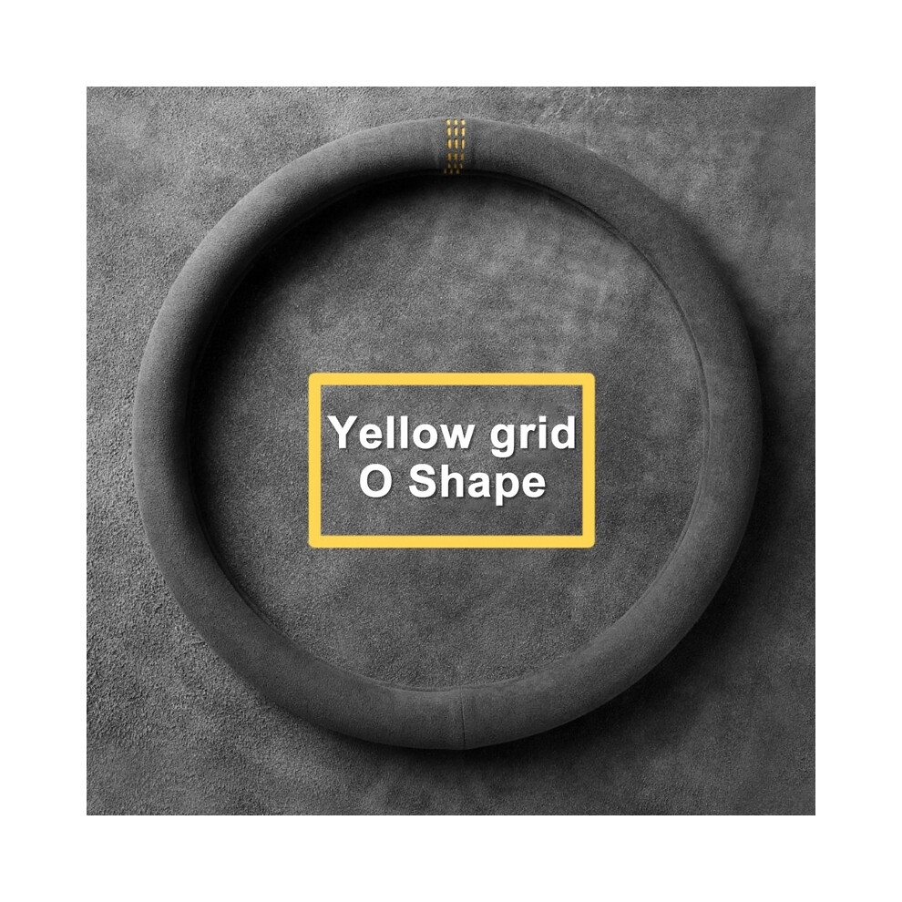 ( O Type) Car Steering Wheel Cover Alcantara Universal Cowhide Suede Leather Yellow/Black 9319708128871