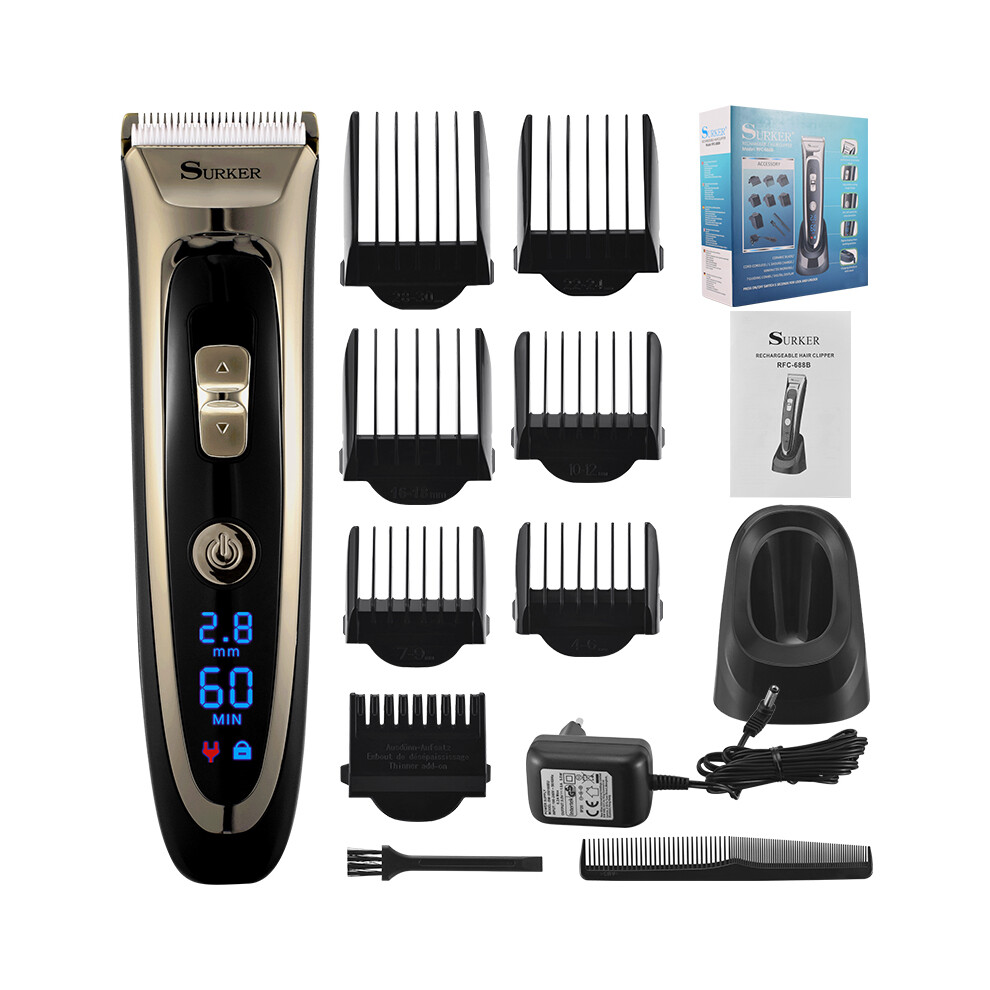 (Golden with box)Professional barber electric hair clipper LED display men clipper