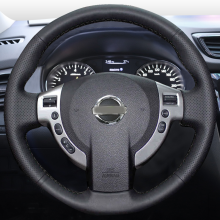 (Zwarte draad) Handgestikte leren stuurhoezen voor Nissan Qashqai J10 X-TRAIL NV200 2008-2012