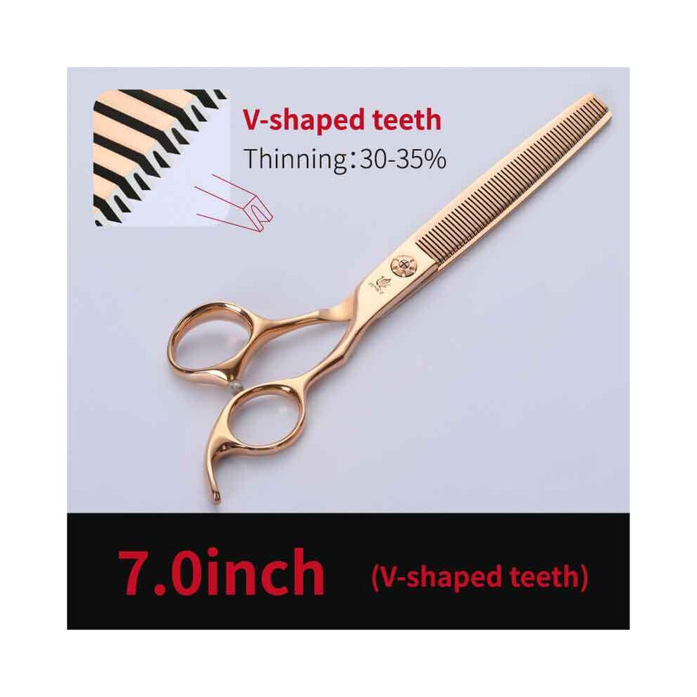 (7.0 Inch V-Shaped) Fenice 6.5/7.0 Inch Professional Pet Dog Grooming Scissors Dog Thinning Scissors