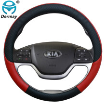 (Red)Kia Picanto Morning Car Steering Wheel Cover Leather Funda Volante High Quality Car Accessories